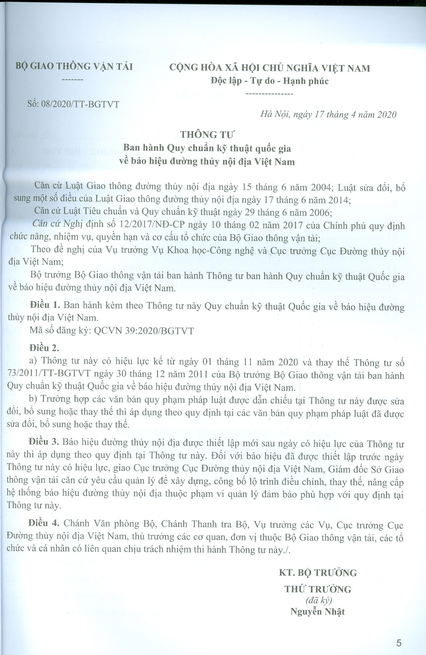 QCVN 39:2020/BGTVT - Quy Chuẩn Kỹ Thuật Quốc Gia Về Báo Hiệu Đường Thủy Nội Địa Việt Nam