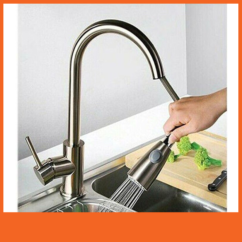 Vòi rửa chén bát nóng lạnh Inox 304 - Vòi rút đa năng xoay 360 độ, tăng áp cao cấp - Tặng kèm 2 dây cấp