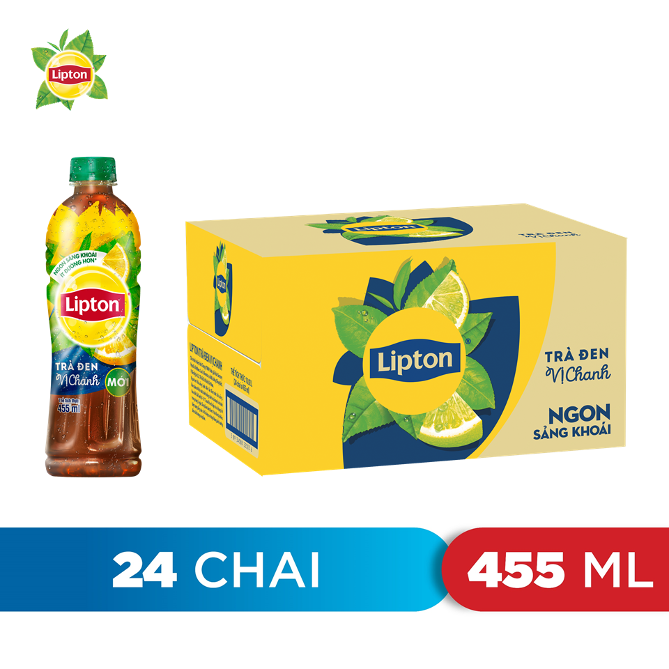 Thùng 24 Chai Nước Giải Khát Lipton Trà Đen Vị Chanh (455ml/chai)