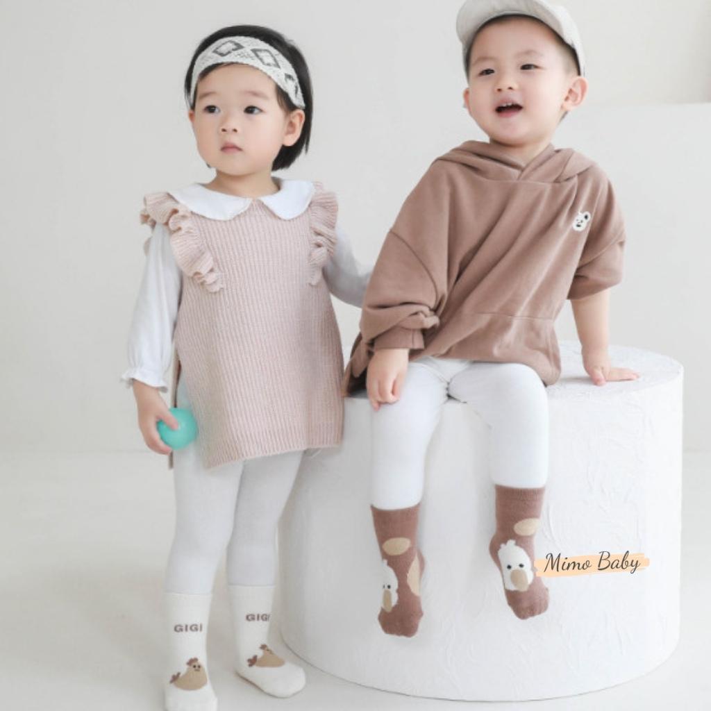 Tất vớ cao cổ chống trơn trượt in hình gấu dễ thương cho bé T35 Mimo Baby