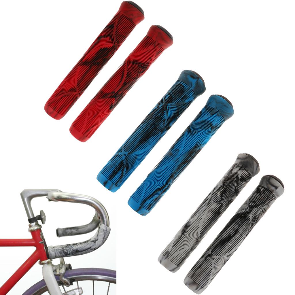 2xBike Grips MTB BMX Non-slip Cycling Handlebar Lock on Grip 1Pair blue-black
