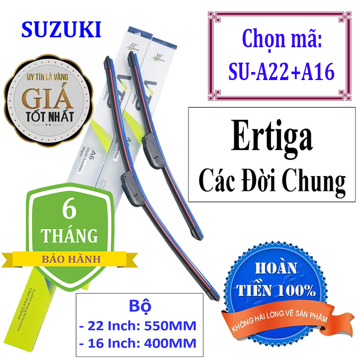 Bộ 2 thanh gạt nước mưa ô tô, xe hơi chất liệu Nano xương mềm dành cho các dòng xe Suzuki