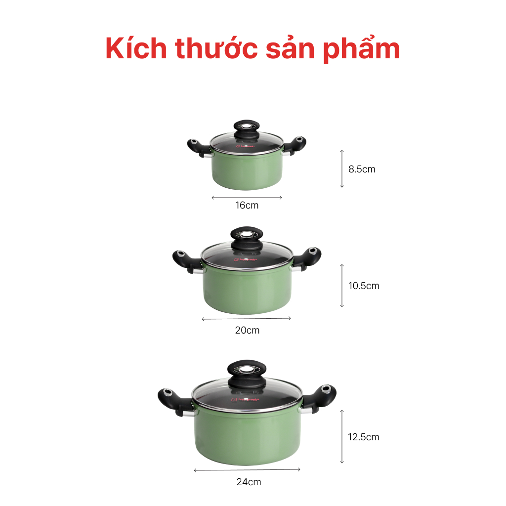 Bộ nồi nhôm cao cấp Happy Cook Ceragreen HCA-CG6PC