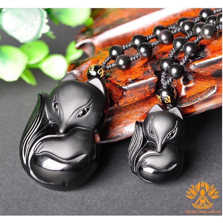 MẶT DÂY CHUYỀN HỒ LY ĐÁ TỰ NHIÊN MÀU ĐEN OBSIDIAN TÌNH DUYÊN MAY MẮN TÀI LỘC TẶNG KÈM DÂY VÀ HỘP GẤM ĐẸP
