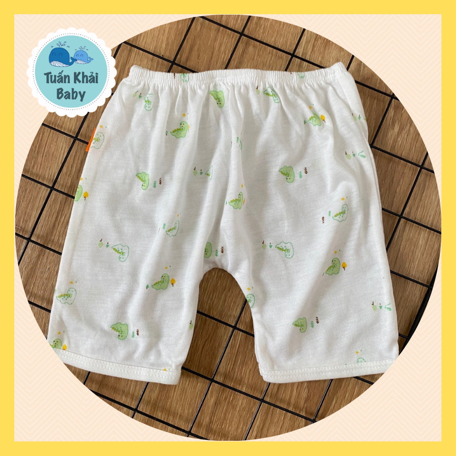 Quần sơ sinh (1 cái) cotton cao cấp CUNCON | Mẫu Quần đùi đáy ngang Họa Tiết | Size 1,2,3 cho bé sơ sinh - 9kg