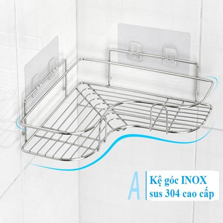 Kệ inox dán góc tường giá đựng đồ trong nhà tắm cao cấp - Cam kết không ưng hoàn tiền;