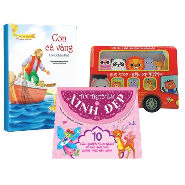 Bộ Sách Dành Cho Bé Gái Từ 0-3 Tuổi: Bus Stop - Bến Xe Buýt + Túi Truyện Xinh Đẹp Màu Hồng + Con Cá Vàng (Bộ 3 Cuốn)