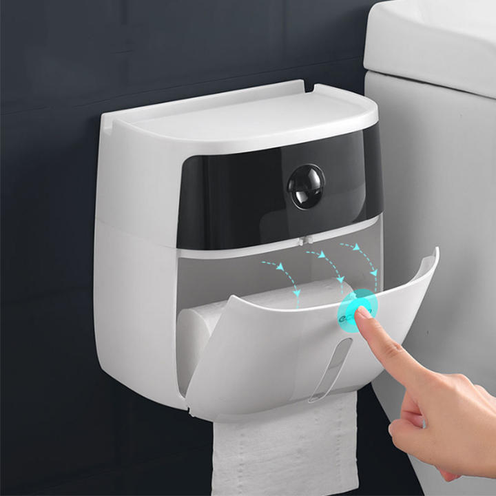 Hộp đựng Giấy Vệ Sinh Cao Cấp - Kệ Để Giấy Vệ Sinh 2 Tầng Chống Nước - Có Ngăn Kéo Và Khe Để Điện Thoại