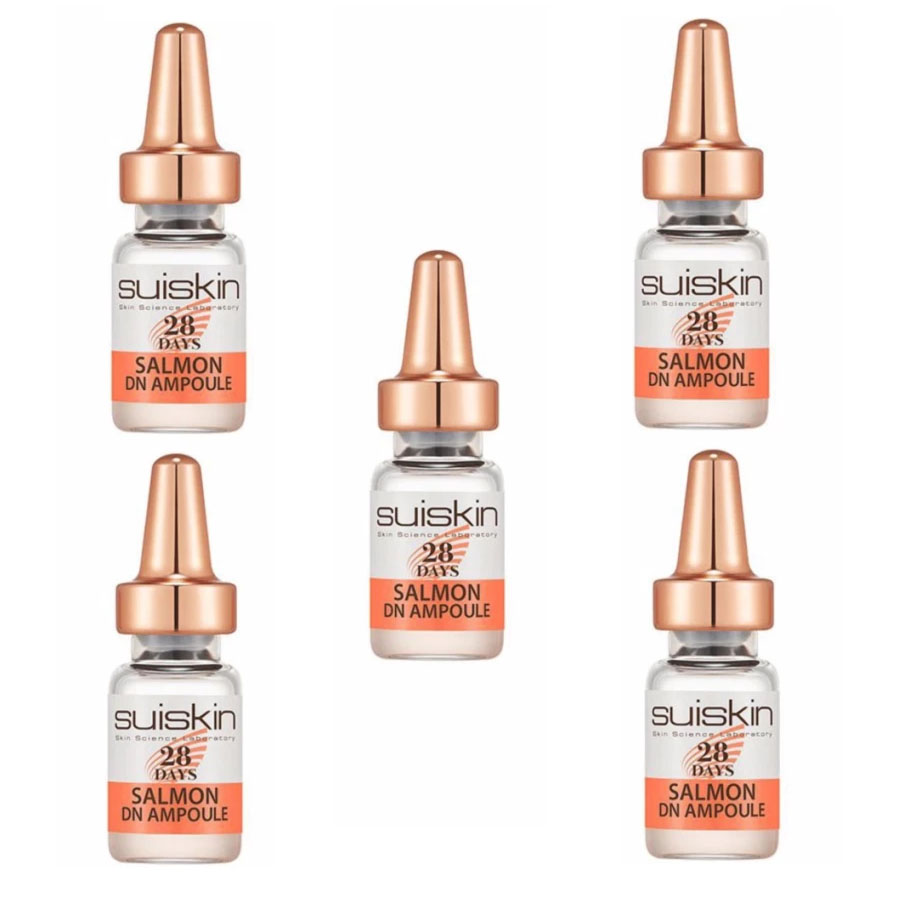 Combo 5 chai Tinh chất Tế bào gốc từ DNA trứng cá hồi ngừa mụn phục hồi da Suiskin Salmon DN Ampoule 2ml x5