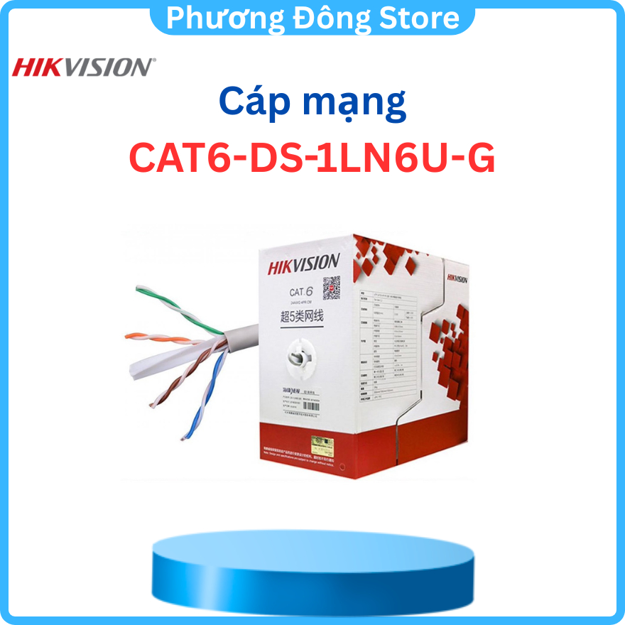 Cáp mạng HIKVISION cat6 8 lõi đồng nguyên chất CAT6 DS-1LN6U-G - Hàng chính hãng
