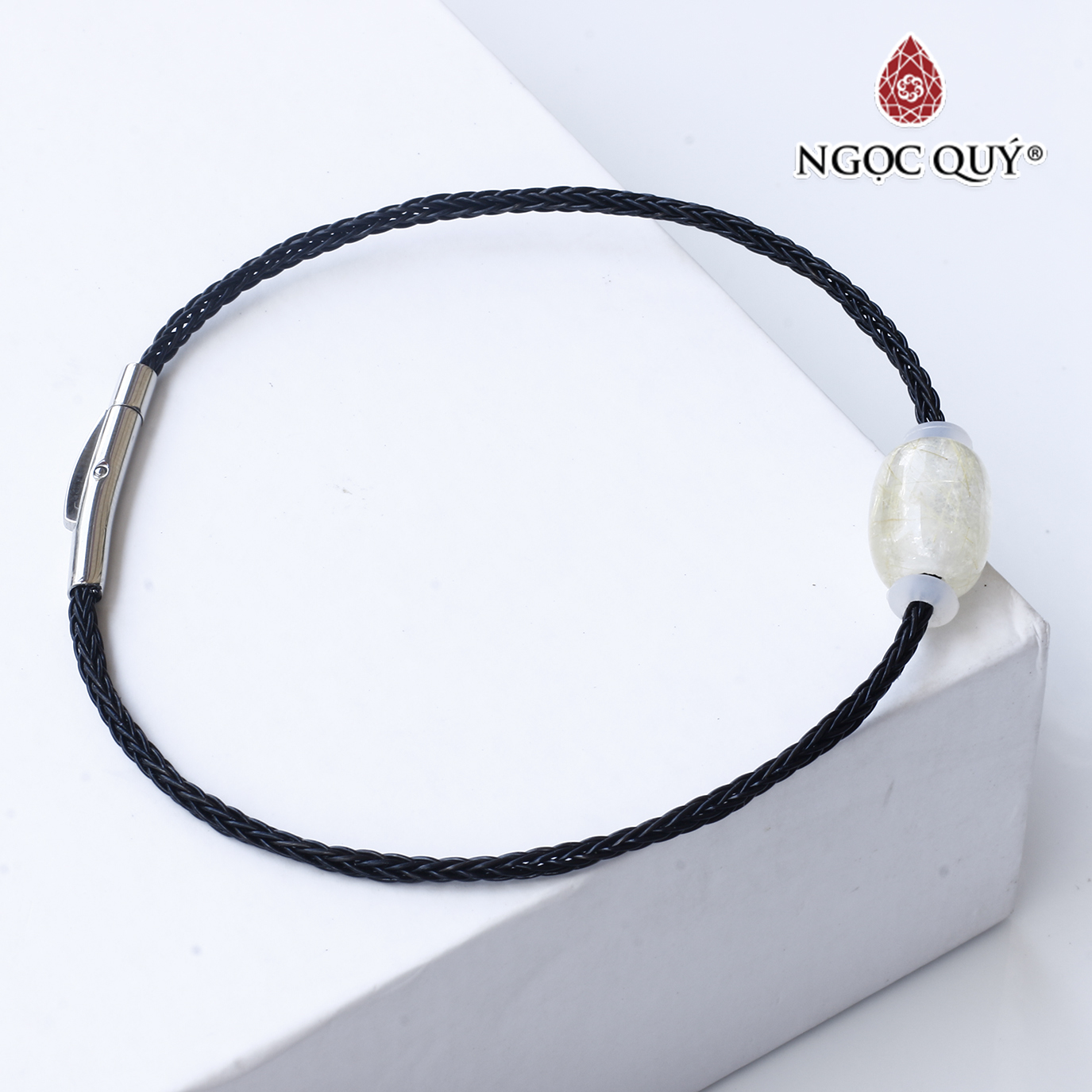 Vòng dây thép đá thạch anh tóc mệnh thủy, kim - Ngọc Quý Gemstones