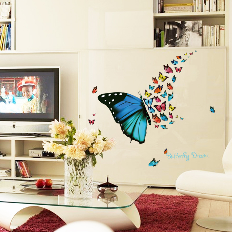 Decal dán tường bướm lãng mạn trang trí salon, spa, cửa hàng sang trọng dán được trên kính, gỗ