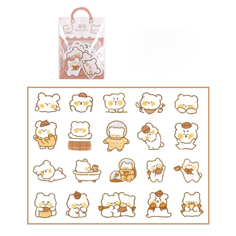 Set 40 sticker nhãn dán hình động vật dễ thương trang trí sổ tay nhật ký ST120