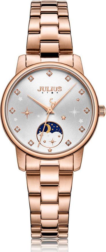 Đồng Hồ Nữ Julius Star Hàn Quốc JS-029B Sun and Moon Dây Thép Màu Đồng