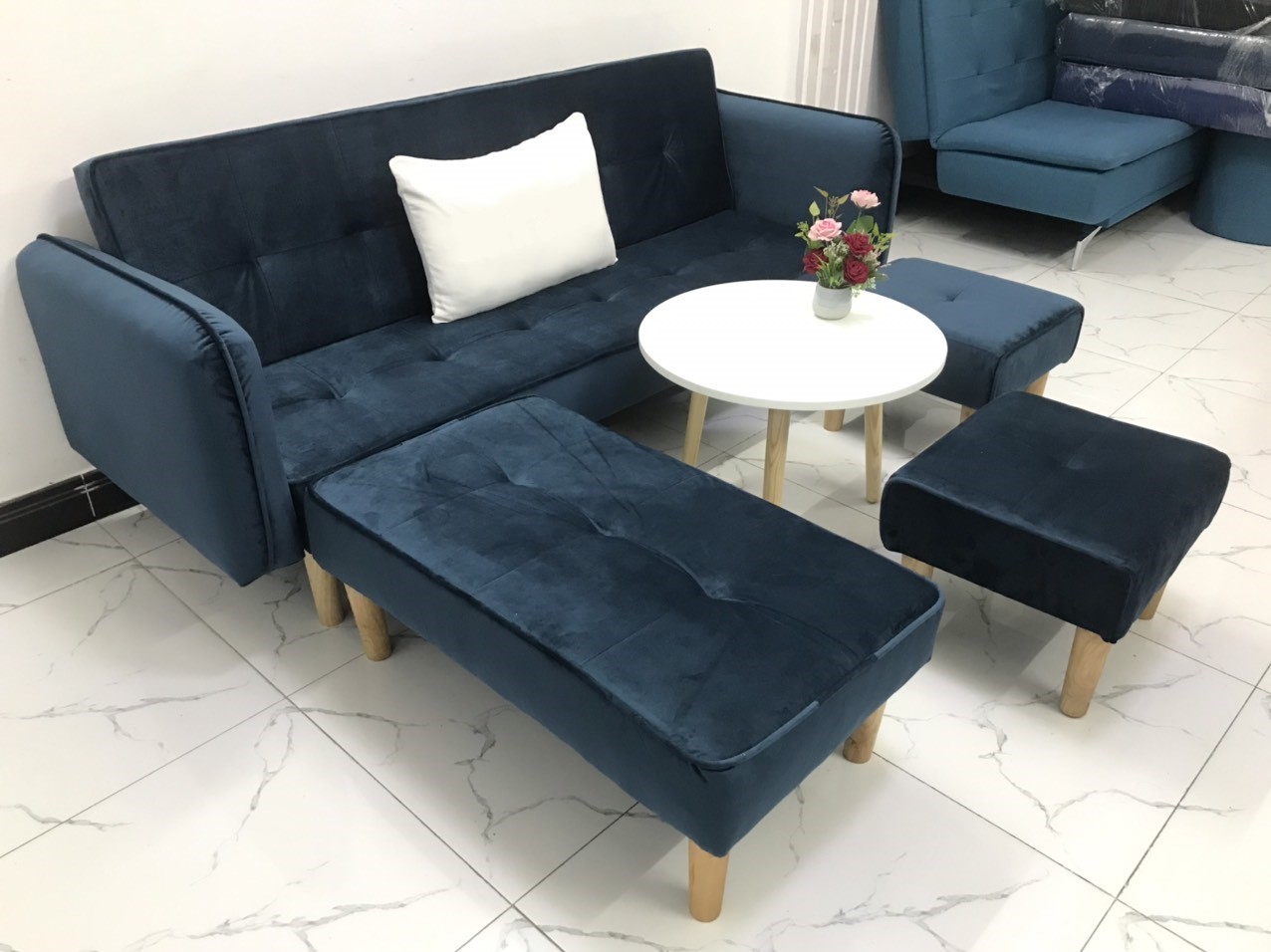 Cả bộ sofa bed L sofa giường tay vin phòng khách salon sivali03 sopha