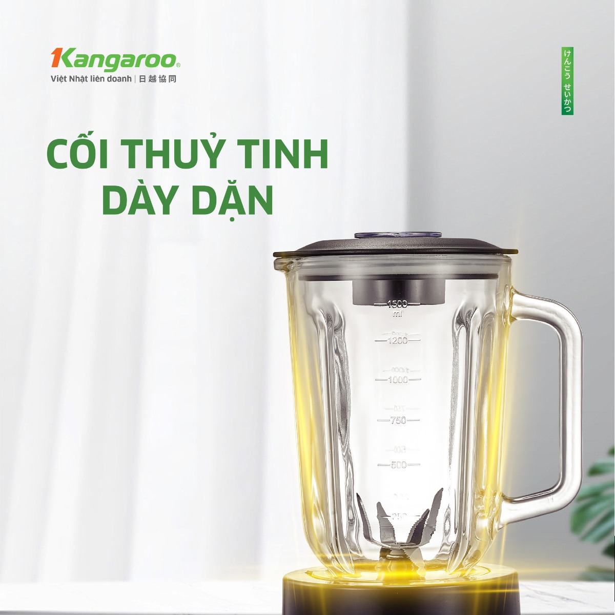 Máy xay sinh tố cối thủy tinh Kangaroo KGBL600X - Hàng chính hãng