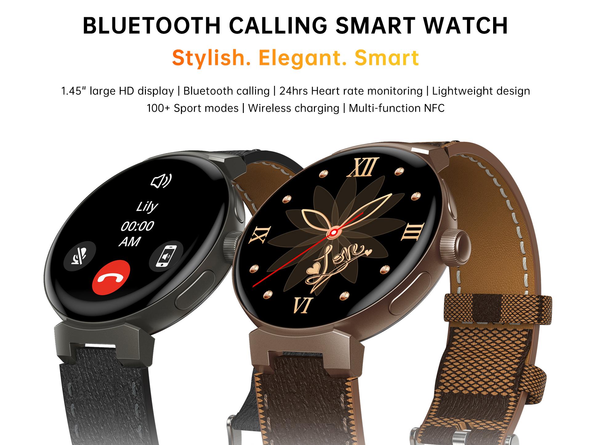 Theo dõi nhịp tim Smartwatch sạc không dây màn hình HD 1,45 inch cho phụ nữ thể thao và thể dục nam Smartwatch