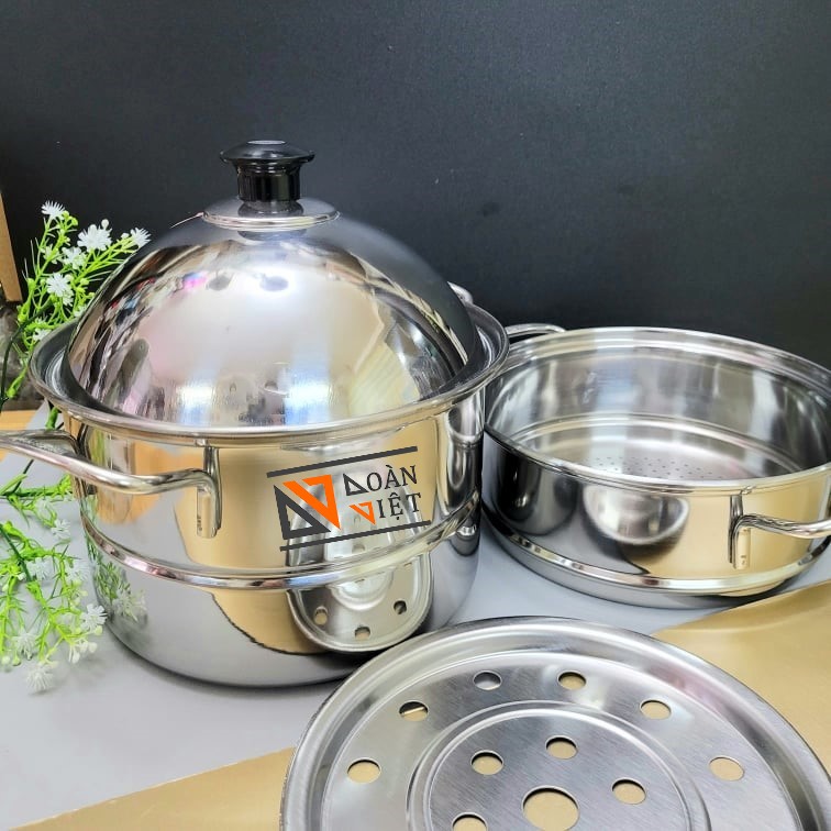 Bộ NỒI xửng hấp INOX 2 TẦNG CAO CẤP. Có thể hấp 2 món và NẤU CANH sử dụng ĐA NĂNG. Dụng cụ nhà bếp HIỆN ĐẠI CHUYÊN NGHIỆP phù hợp mọi GIA ĐÌNH hàng quán