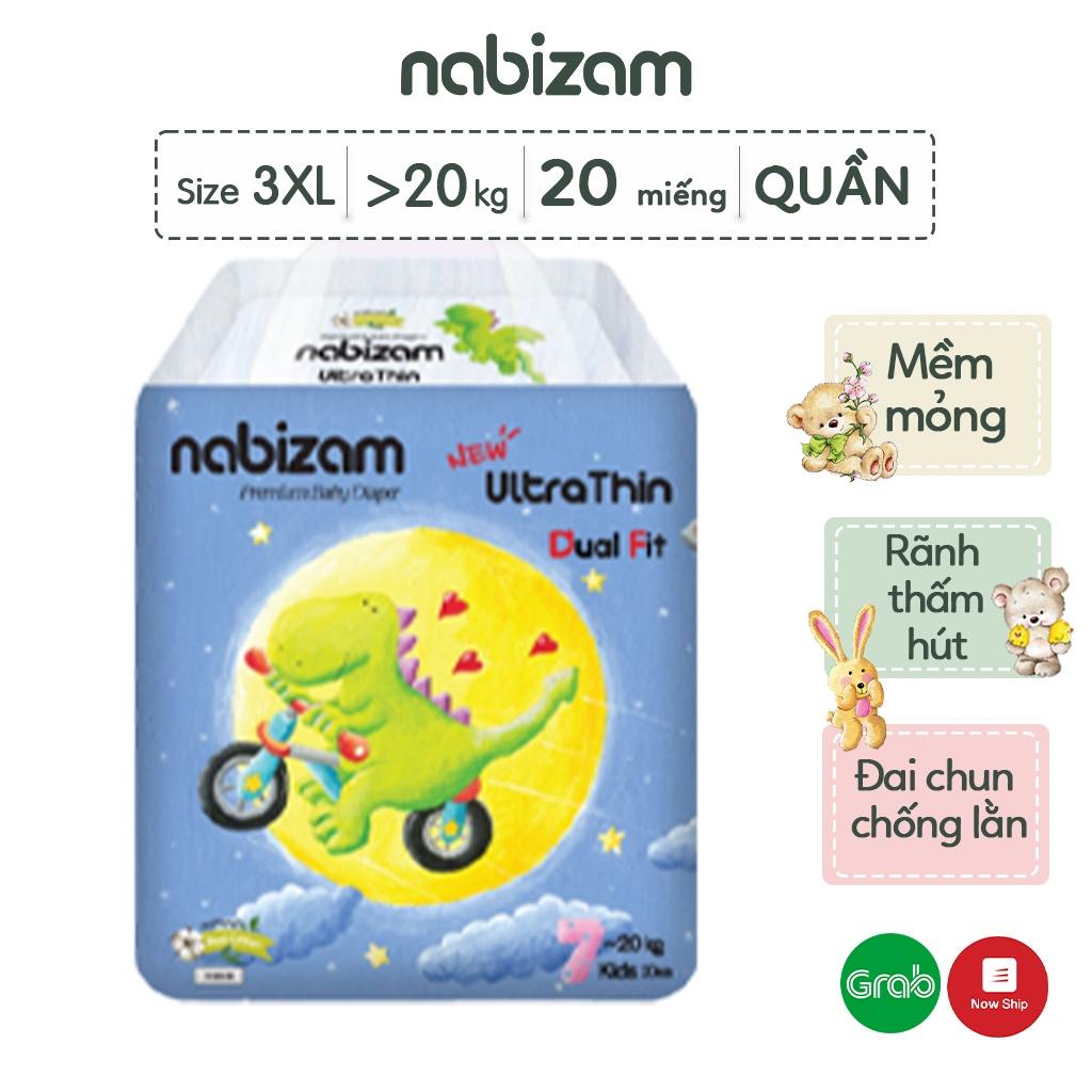 COMBO 4 Tã/Bỉm Quần Nabizam Ultra Thin Nội Địa Hàn Siêu Mỏng Nhẹ, Rãnh Chống Tràn Linh Hoạt Size 3XL20 Cho Bé Từ 20-25kg