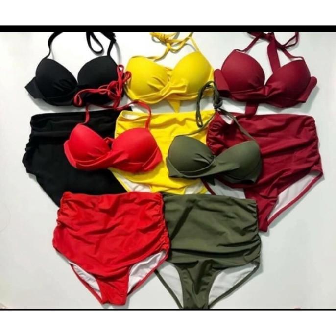 Set bikini cạp cao quần nhúng che bụng Bikini, đồ bơi VATIXA BKN10