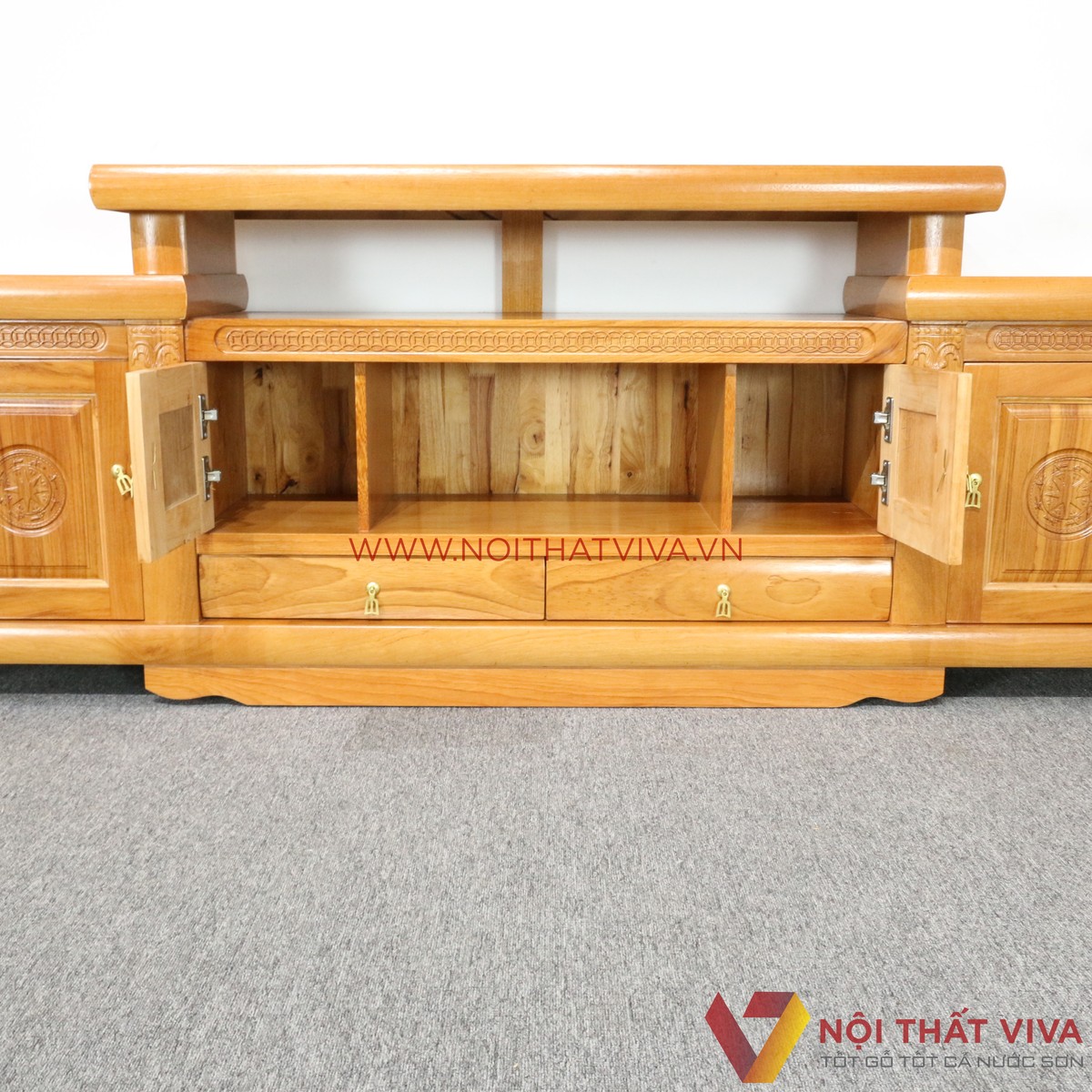 Kệ Tivi Gỗ Gõ Đỏ 2 Tầng Sang Trọng Đẹp Giá Rẻ
