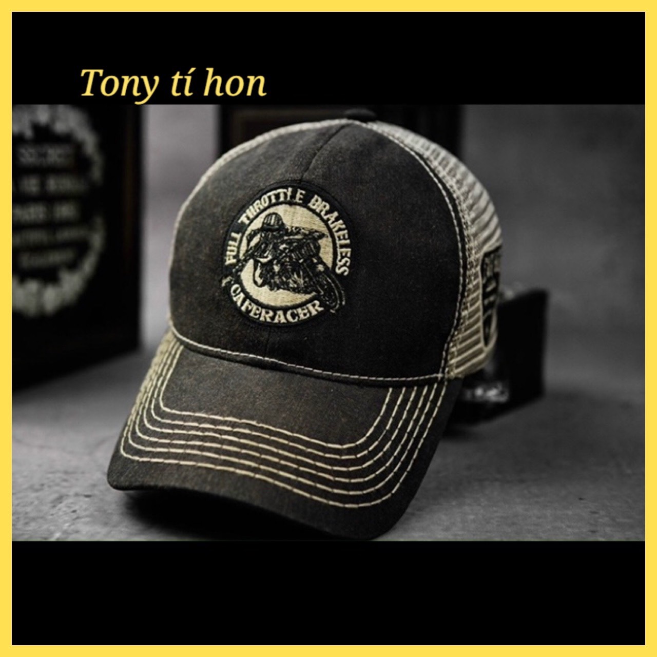 Tony tí hon - Mũ Nón kết lưỡi trai Cafe Racer Vintage phối lưới xịn xò cao cấp, thời trang, cá tính, form đẹp