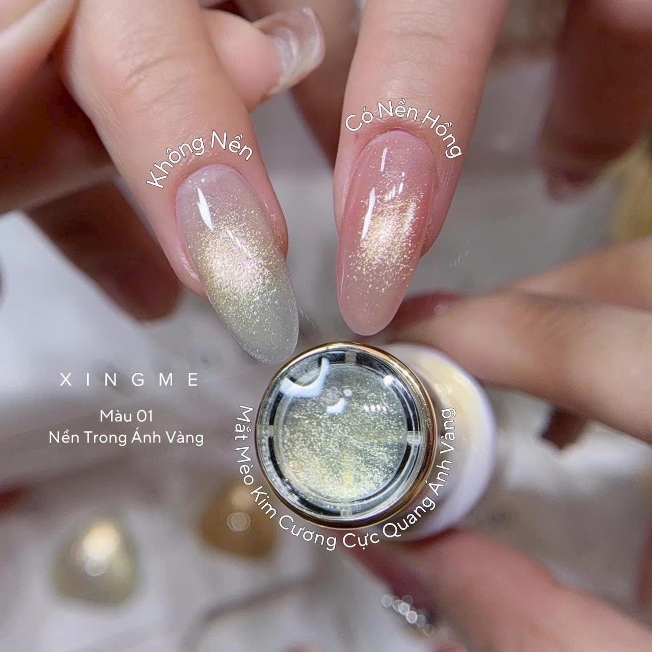 Sơn Mắt Mèo Kim Cương Cực Quang Ánh Vàng SJY007 Làm Nail, Sơn Gel Ánh Sao Vàng Trong Suốt Sheng Jia Yu Mẫu Mới tráng gương Sáng Lấp Lánh