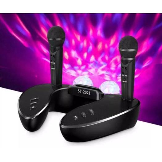 Loa Karaoke Bluetooth 5.0 ST-2021 Kèm 2 Micro Có Đèn Led Vũ Trường Cực Hay