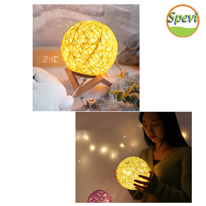 Đèn Ngủ Quả Cầu Mây - Đèn Ngủ Trang Trí Led Blackinner Có Điều Chỉnh Độ Sáng - Hàng chính hãng