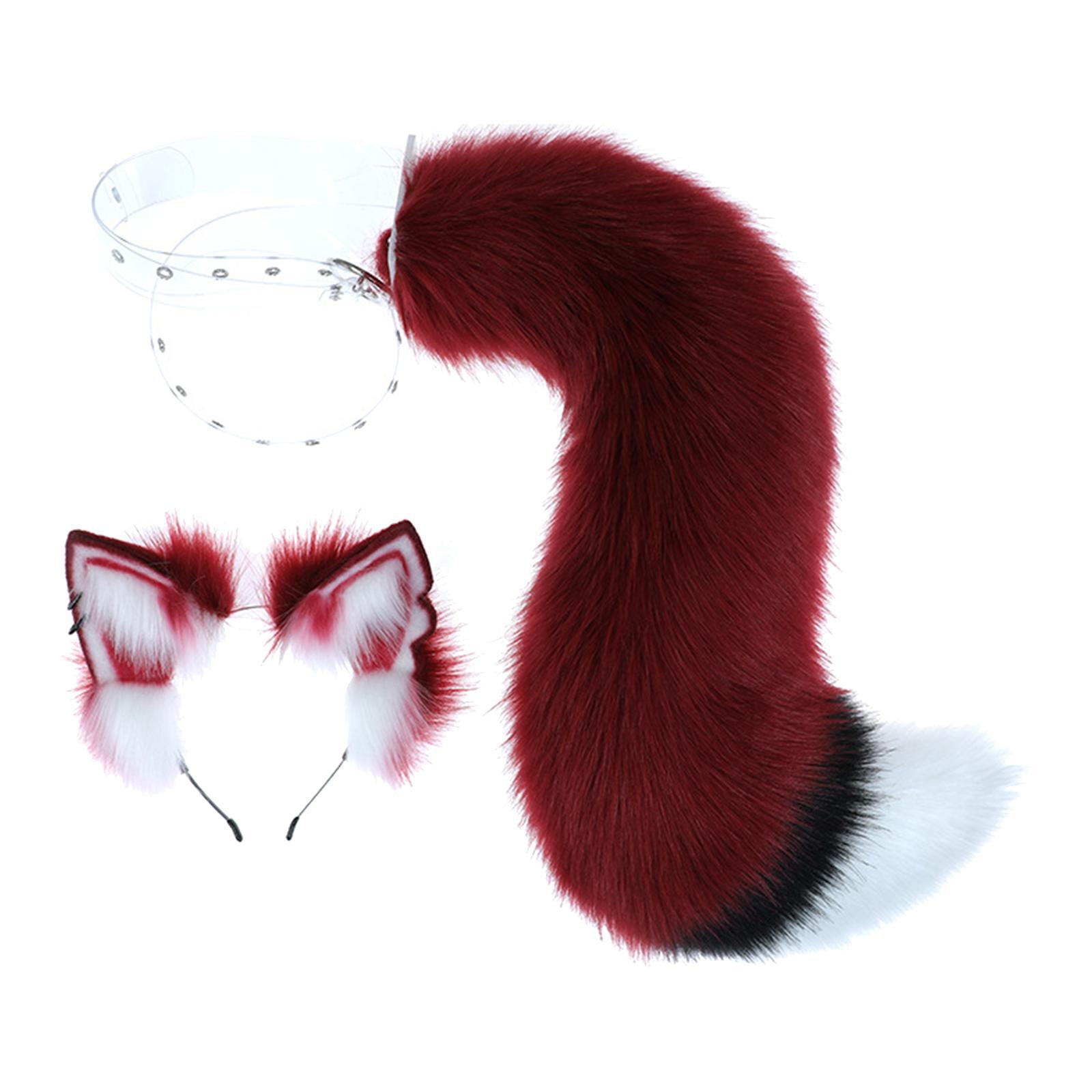 Wolf Ears and Tail Set Costume Accessories Hair Clip for Performance Halloween