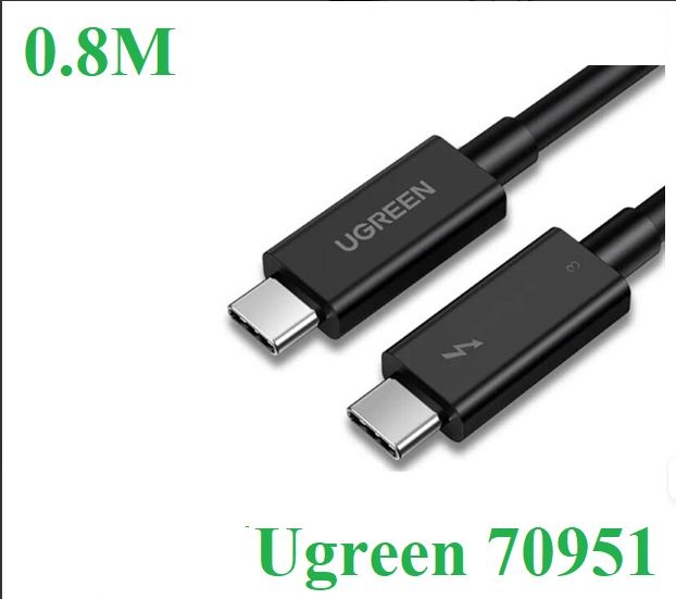 Cáp USB type C Thunderbolt 3 hỗ trợ PD màu đen Ugreen 70951 0.8m - hàng chính hãng