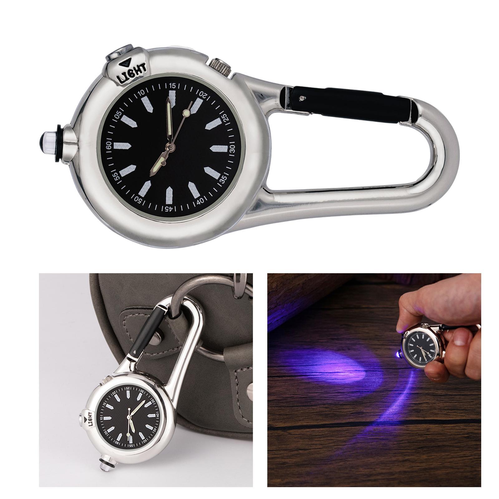 Portable Carabiner Pocket Watch Men Women Watch Luminous with Light Climbing Watch for Outdoor Activities Camping Home Hiking Gear