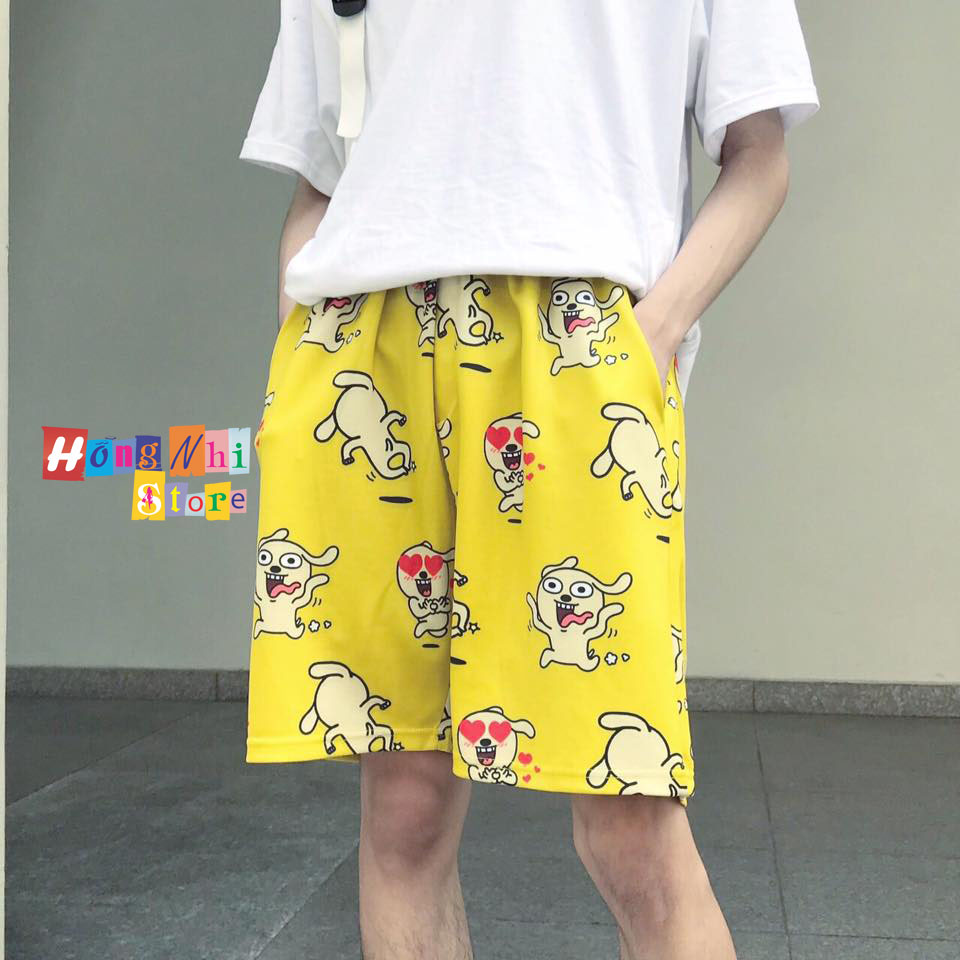 Quần Short Cartoon Unisex Hình Con Chó - Quần Đùi Hoạt Hình Siêu Cute - MM