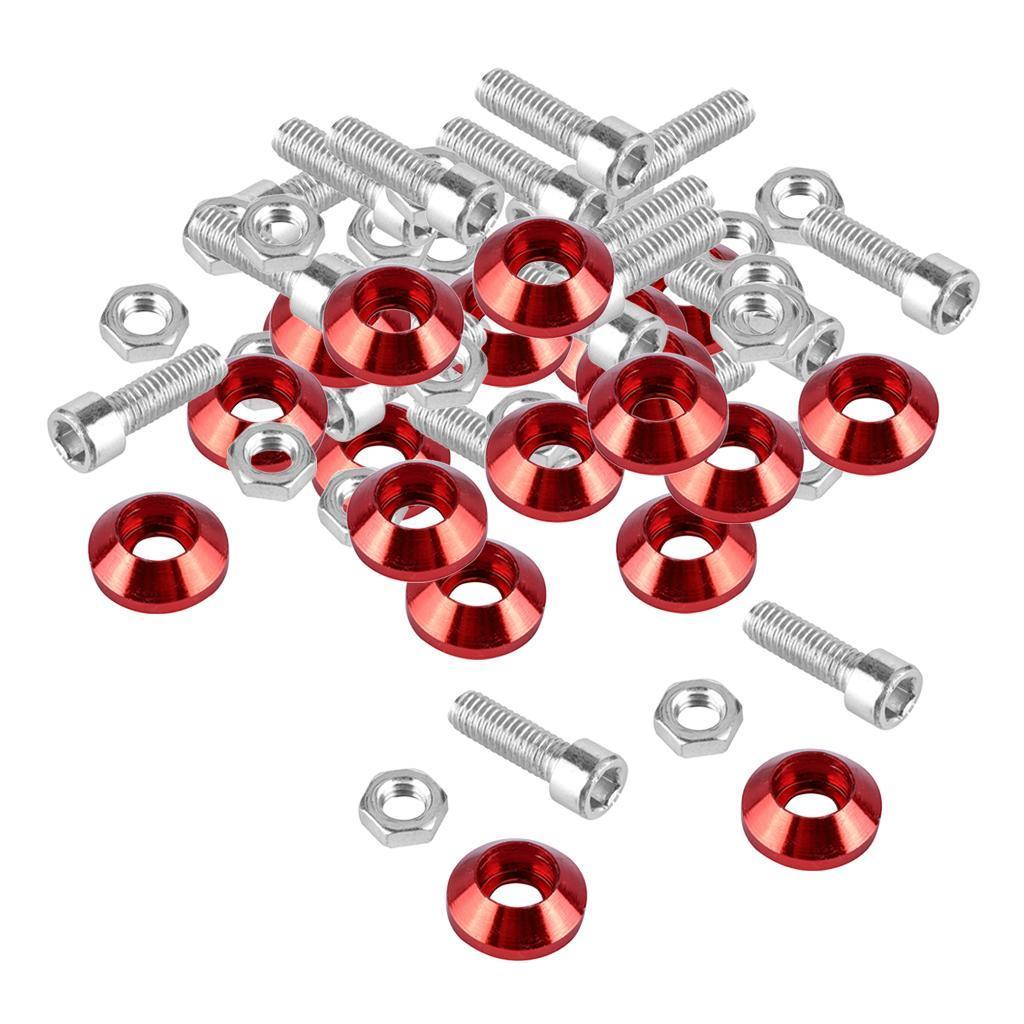 Red Aluminum Bumper Washer Engine Bay Screw Dress Up