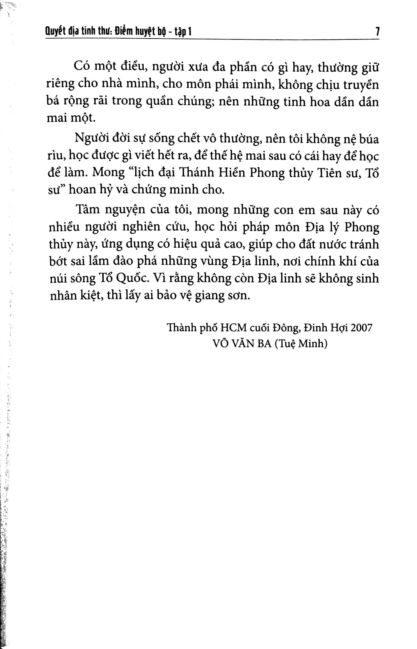 Quyết Địa Tinh Thư Điểm Huyệt Bộ - Tổng Hợp Tinh Hoa Địa Lý Phong Thủy Trân Tàng Bí Ẩn (Tập 1) - Võ Văn Ba (Tuệ Minh)