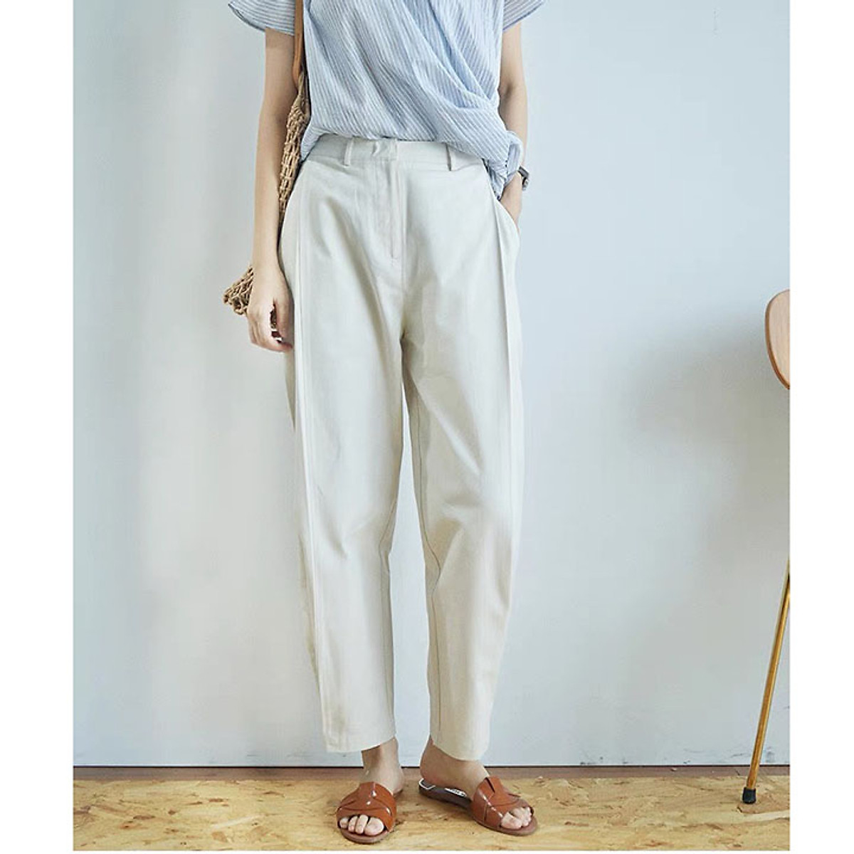 Quần tây nữ Linen Premium, có thể chuyển từ dáng ống rộng sang dáng baggy trẻ trung