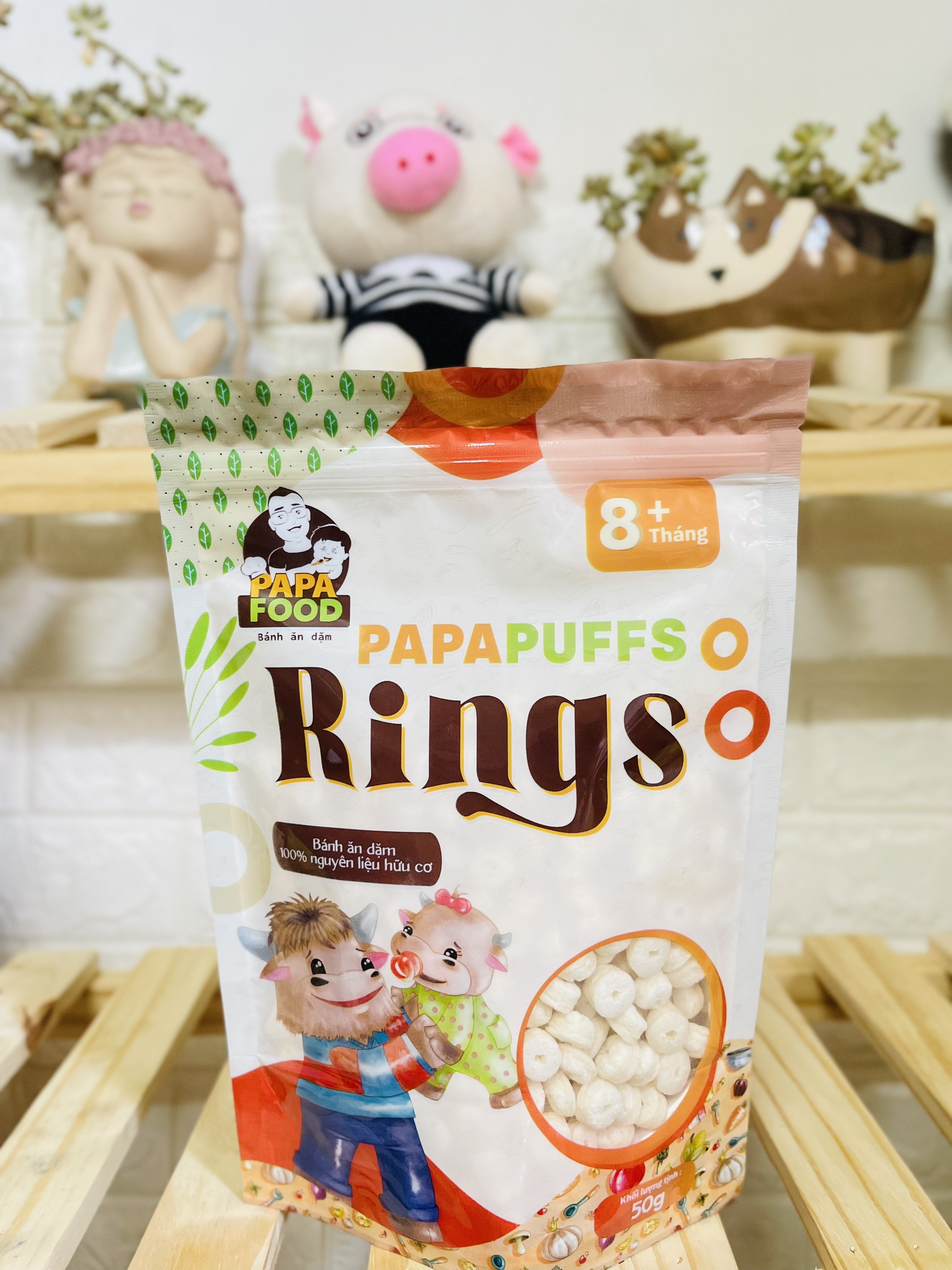 Bánh ăn dặm PAPAFOOD PAPAPUFFS RINGS - 100% Nguyên Liệu Hữu Cơ - Gói 50G
