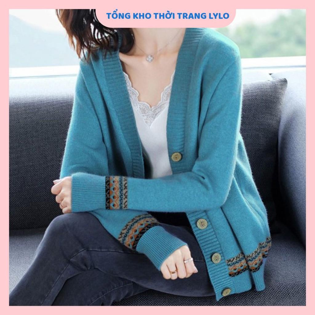 Áo khoác len cardigan họa tiết thổ cẩm hot trend 2020