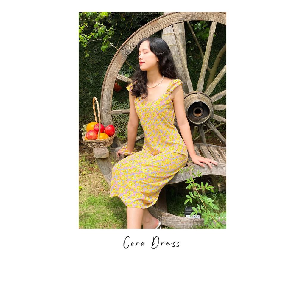 OLALASTUDIO Đầm lụa 2 dây hoa dài Cora Dress