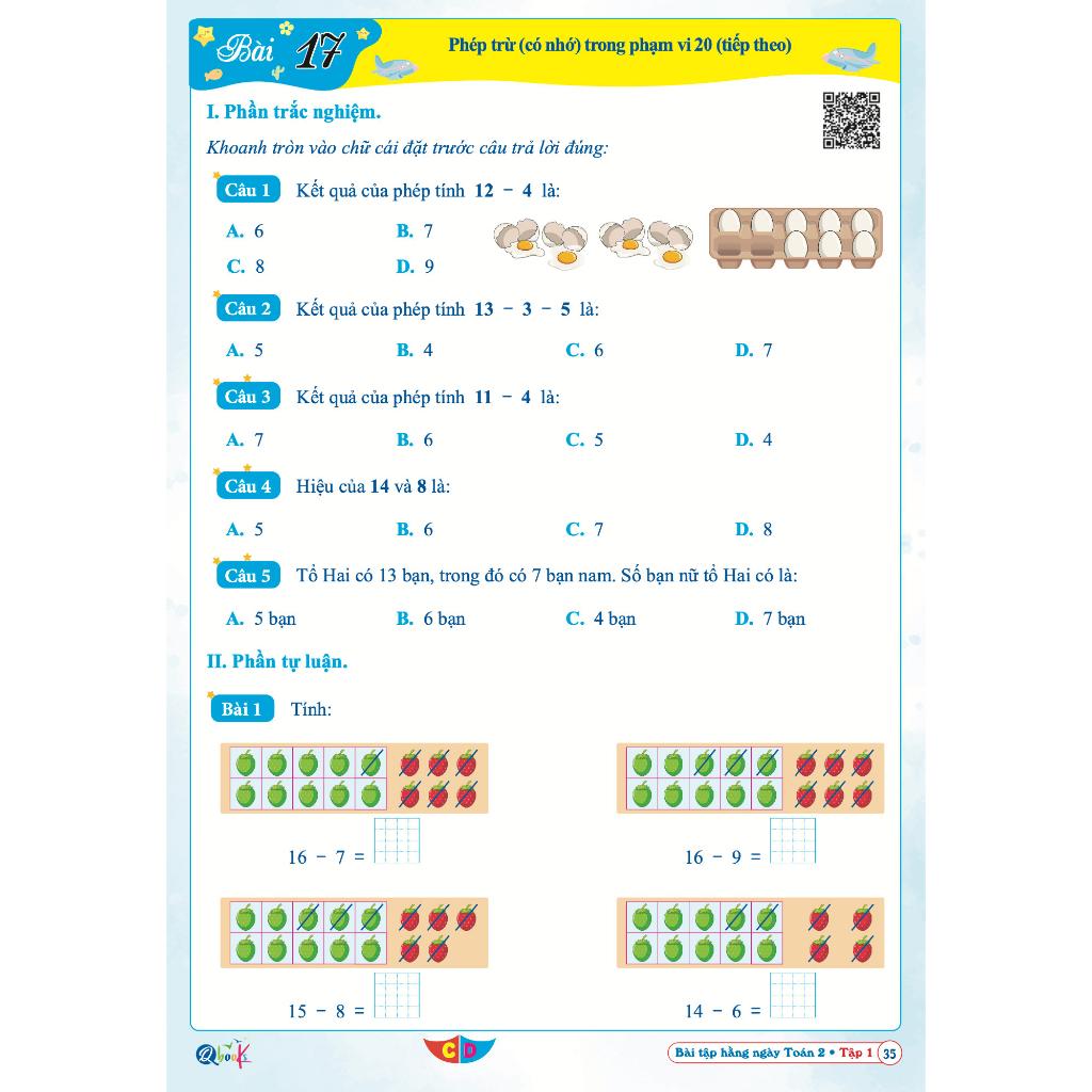 Bài Tập Hằng Ngày Toán Lớp 2 - Cánh Diều - Tập 1 (1 cuốn)