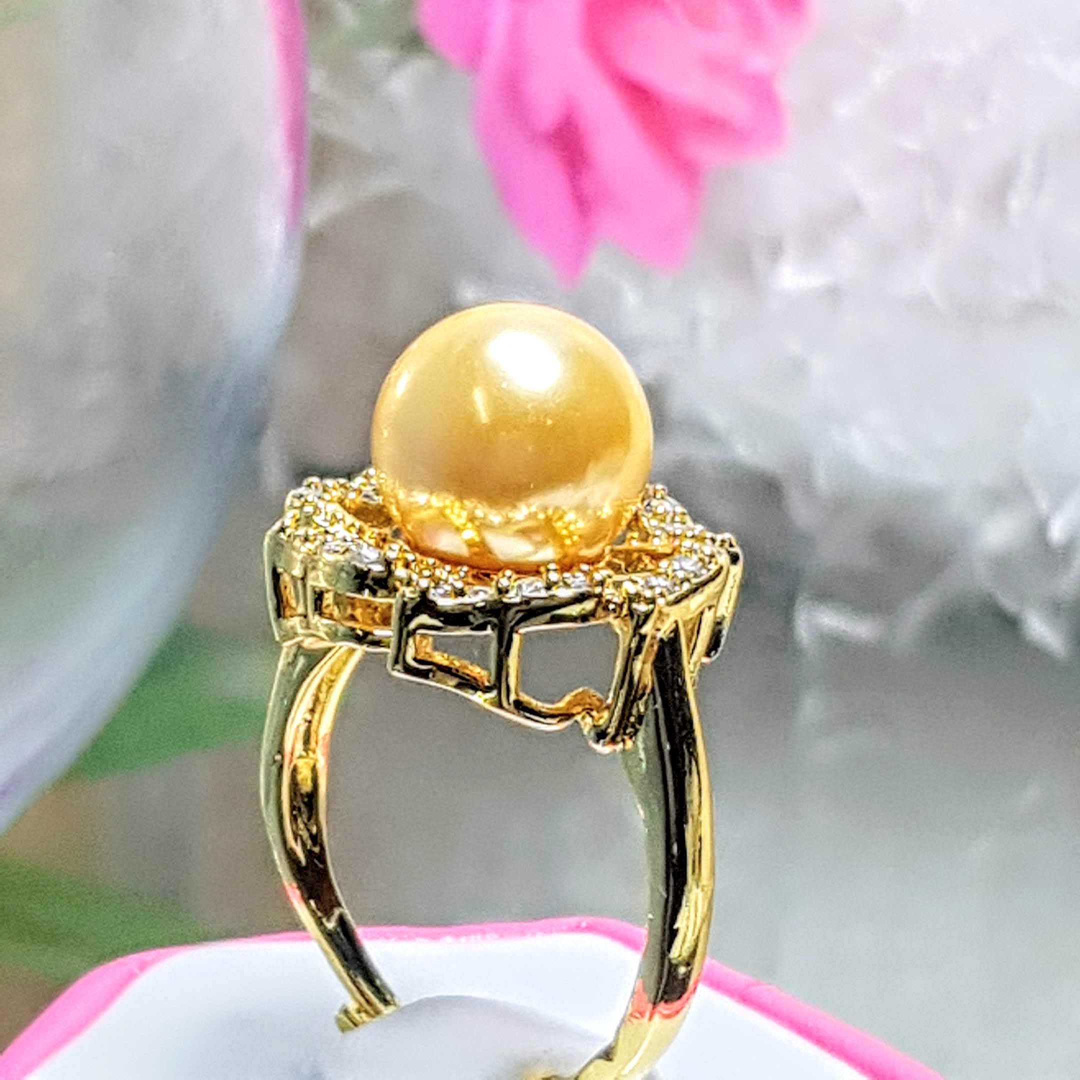 Nhẫn Ngọc Trai Cao Cấp, Sang Trọng - Hoa 6 Cánh - Trang Sức Cô Tấm - DIPHY RING PEARL - Bạc S925 Đính Đá Zircon