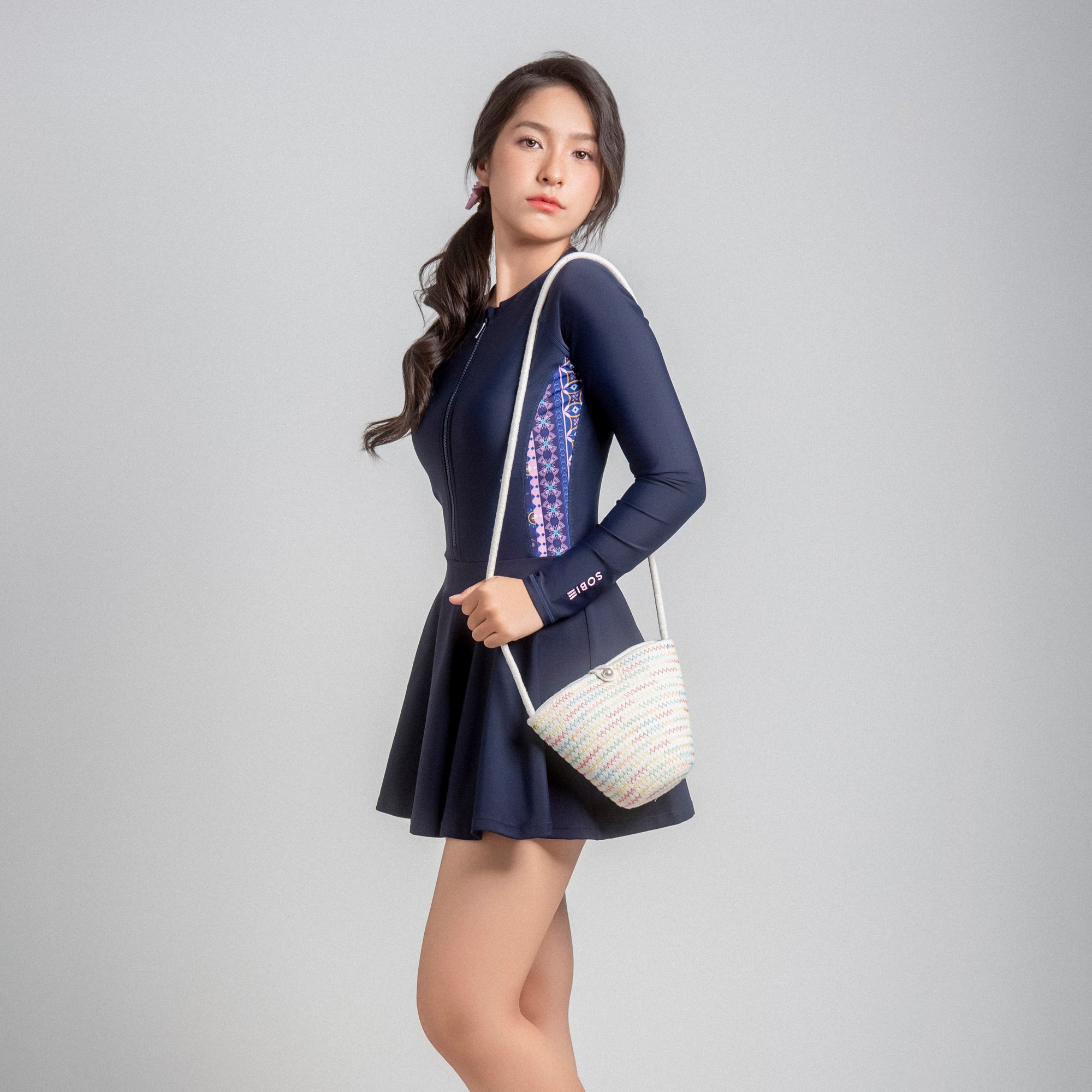 Muse Naila Đồ bơi nữ liền thân váy tay dài chống nắng SOBIE