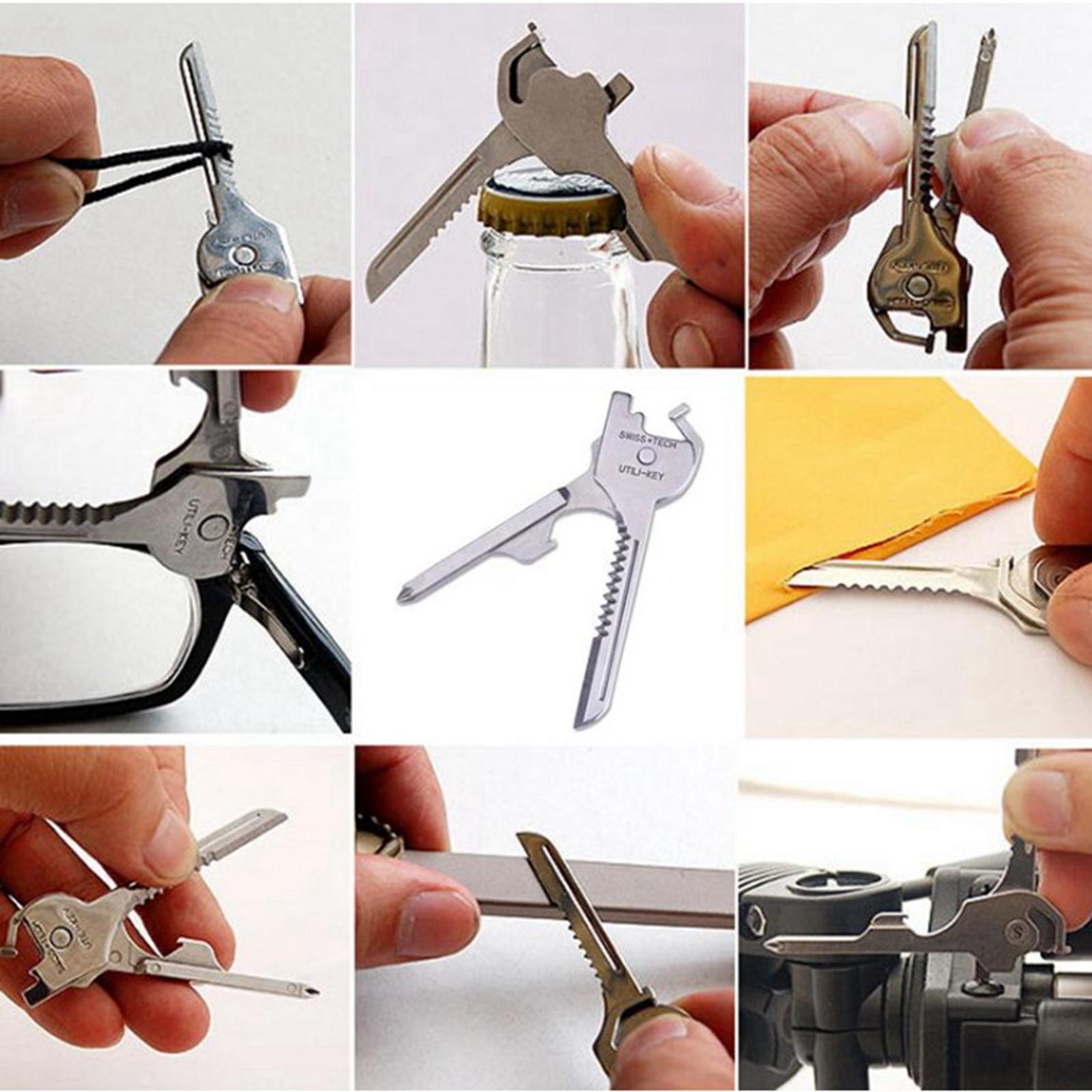 6 in 1 Keychain Multi Tool Multitool Mini Gadget for Hiking Traveling Picnic