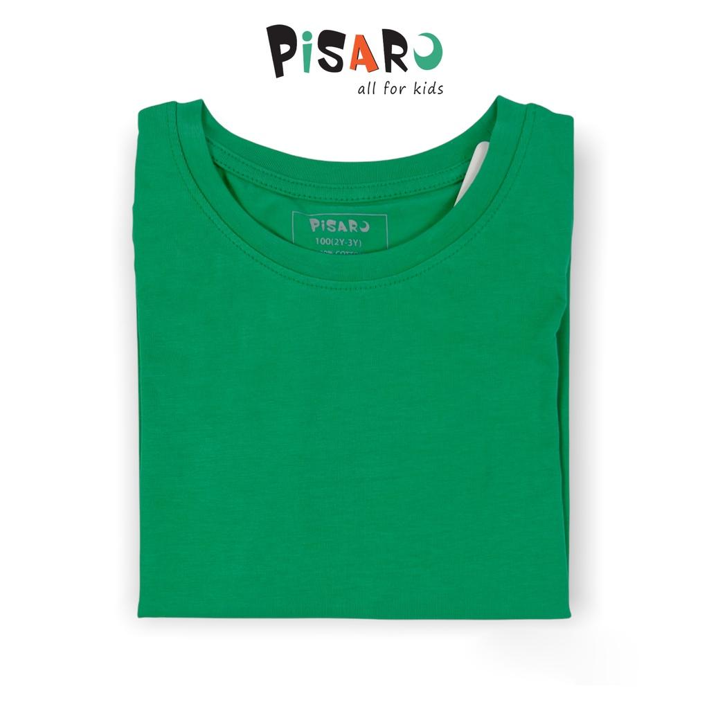 Áo phông dài tay cotton Pisaro cho bé trai, bé gái trơn 5 màu basic