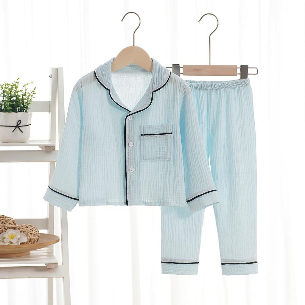 Bộ Pijama Chất Đũi Nhăn Dài Tay Cho Bé, Bộ Mặc Nhà Cực Xinh Cho Bé Từ 6-28kg - Sumo Kids