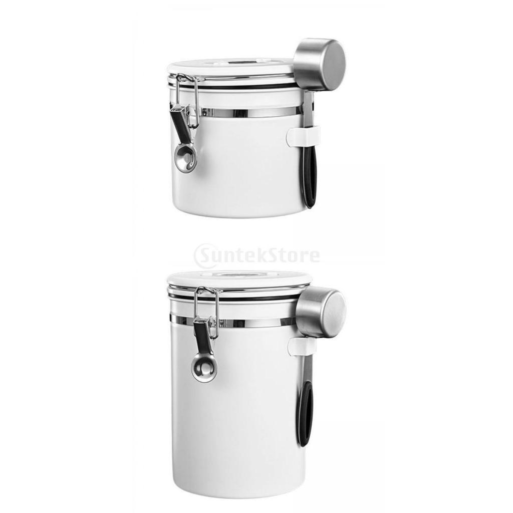 2 Set Home Airtight Sealed Canister with Spoon for Coffee Beans Stainless