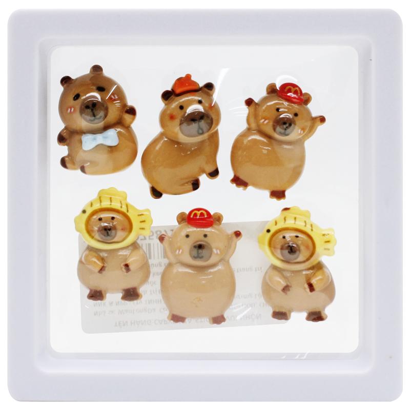 Bộ 6 Nhãn Dán 3D Capybara Vui Nhộn