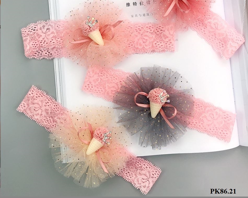 Pk86 Băng đô ren , Băng đô chun ,Turban Chun Co Giãn Tốt Không Lằn Đầu Cho bé
