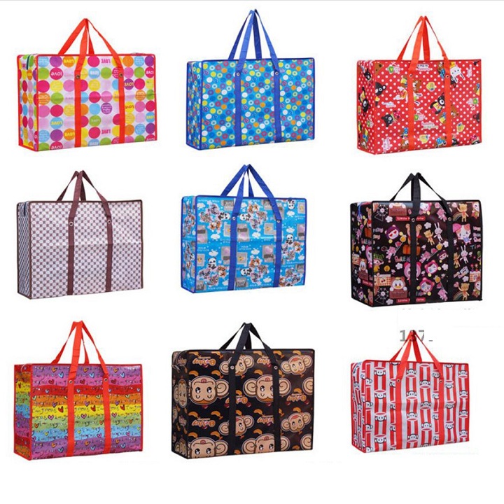 Túi bạt có dây kéo quai xách đựng đồ, kích thước 70*70*30 cm