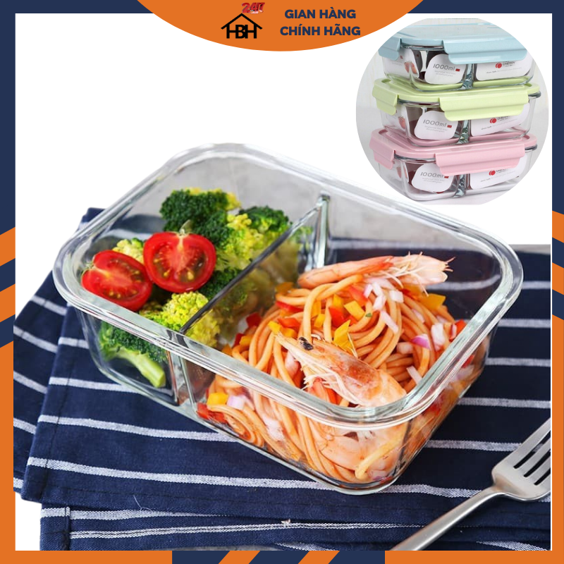 Hộp đựng cơm thủy tinh cao cấp 2 ngăn